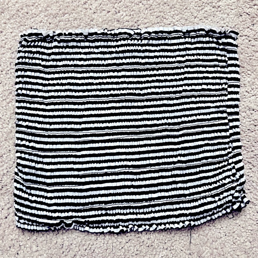 black + white tube top